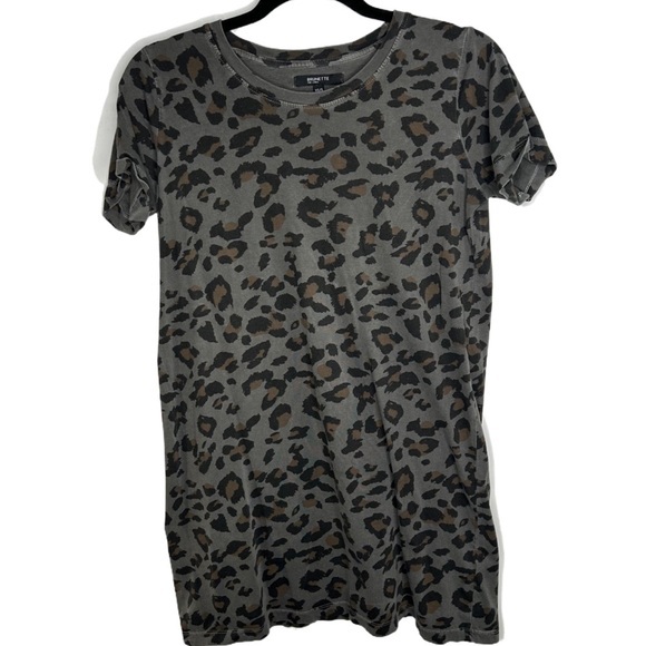 Brunette The Label Dresses & Skirts - Brunette The Label Gray and Black Leopard Print  T-Shirt Dress